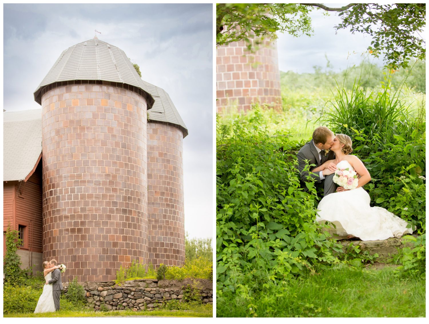 Creative Portraits of Couple on Rustic New England Wedding day. QuonQuont farm Whately MA