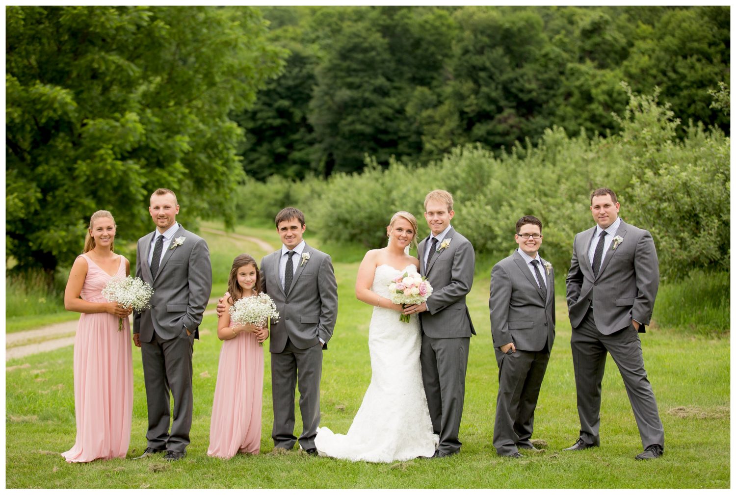 Bridal Party at QuonQuont Farm in Whately Ma- Rustic New England Wedding