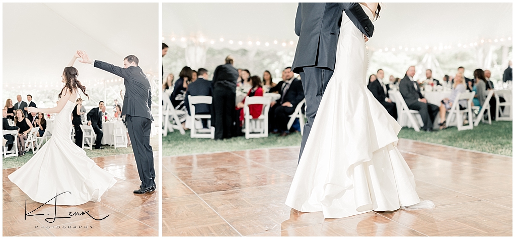 Bride and Groom's First dance at a Bradley Estate Wedding Reception in Canton Mass