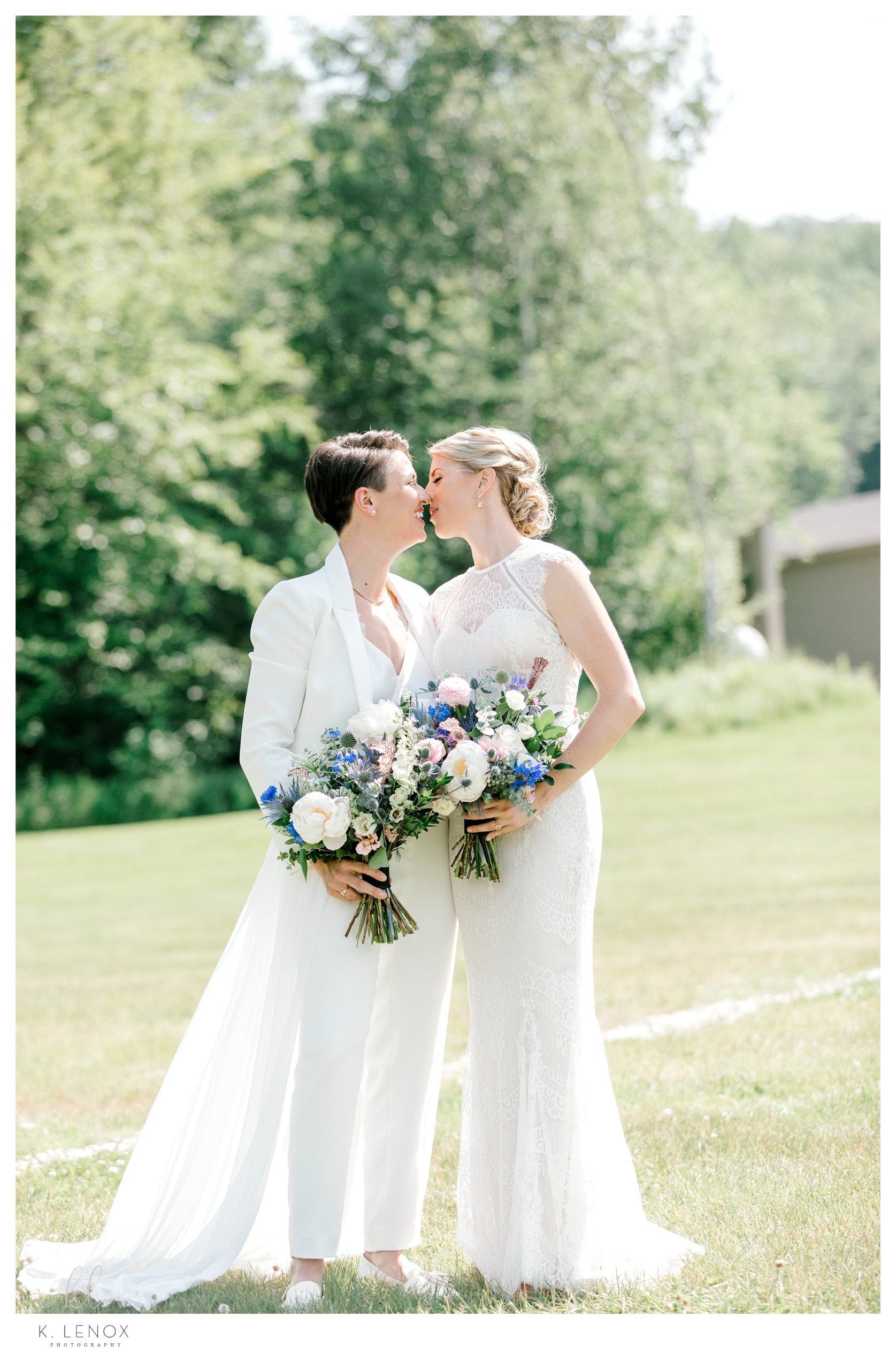 Light and Airy Wedding photo with two brides at Mount Sunapee