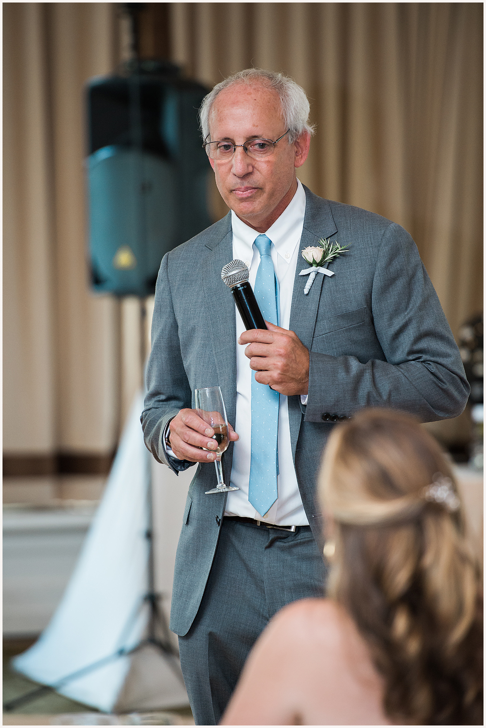 Father of the bride delivers an emotional speech at the wedding reception at the Equinox. 