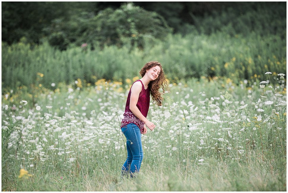 Keene Senior Photography- Lauren in a field of Queens Ann's Lace