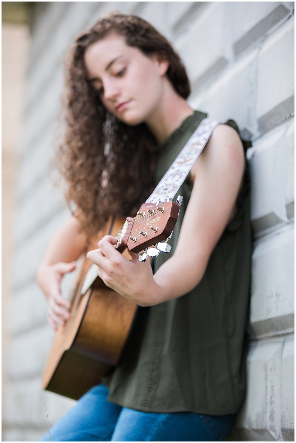Keene Senior Photography- Girl playing guitar. Creative image