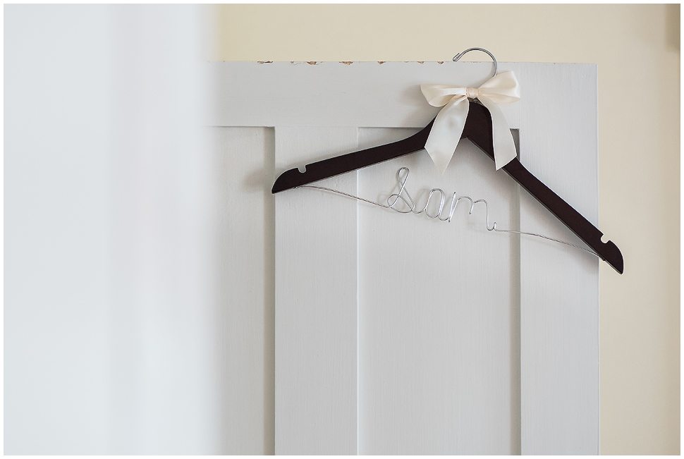 Alyson's Orchard Wedding- Custom and personalized wooden wedding hanger. 