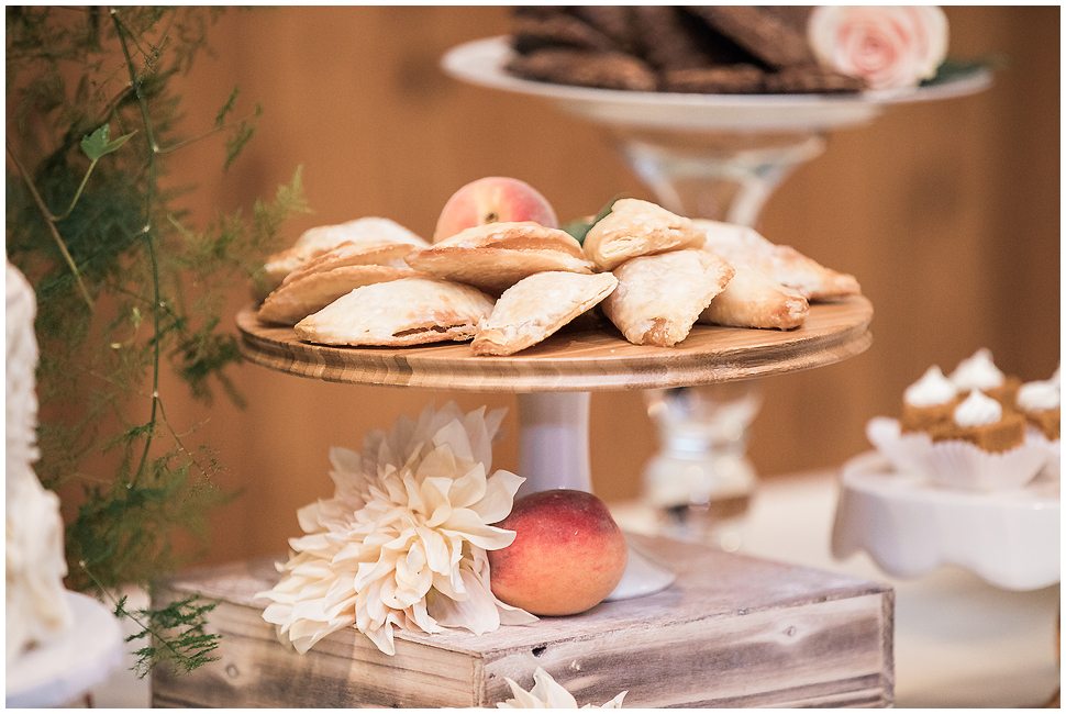 Detail photo of pastries at a wedding reception. 