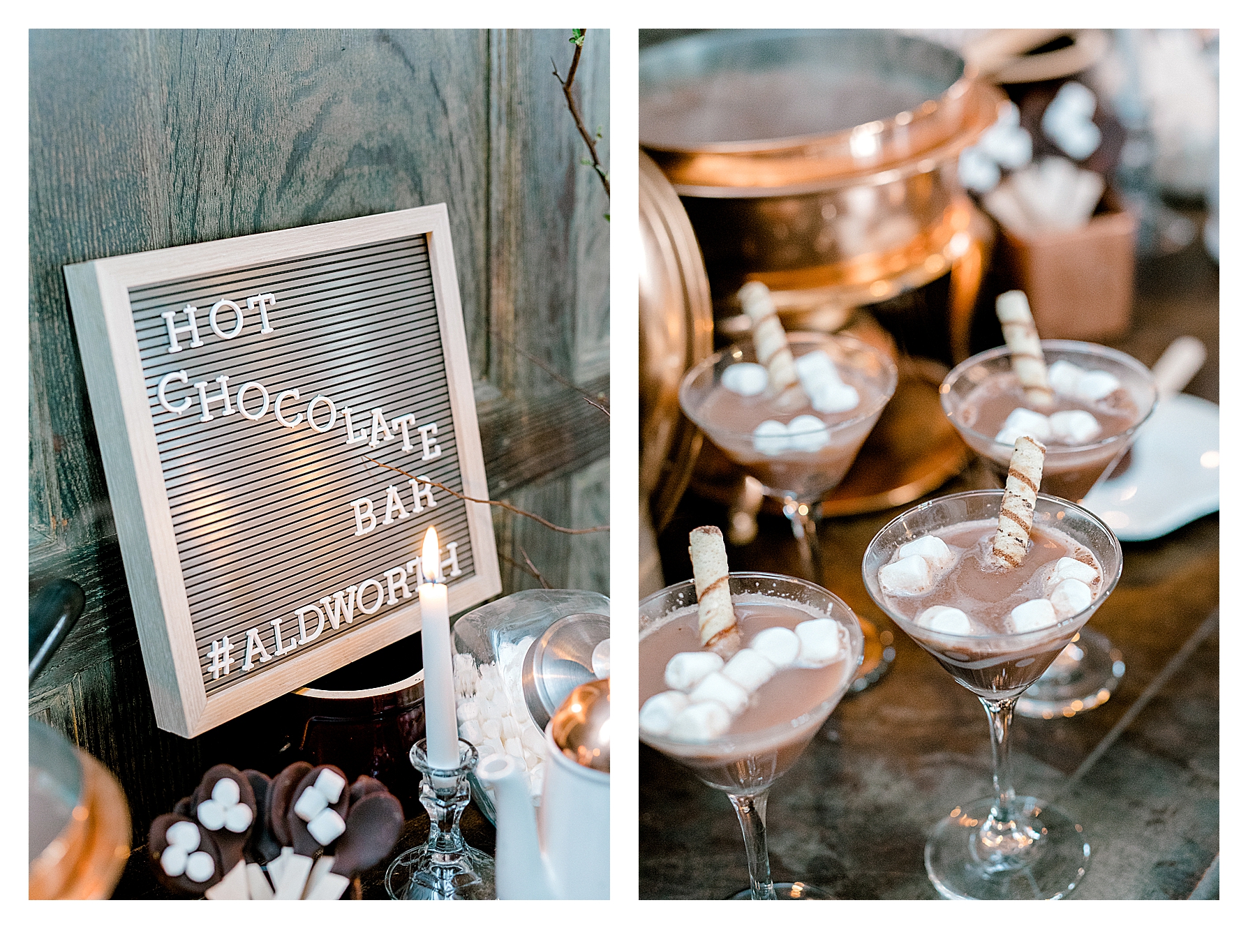 Hot Cocoa Bar for a wedding at Aldworth Manor.  Aldworth Manor Wedding