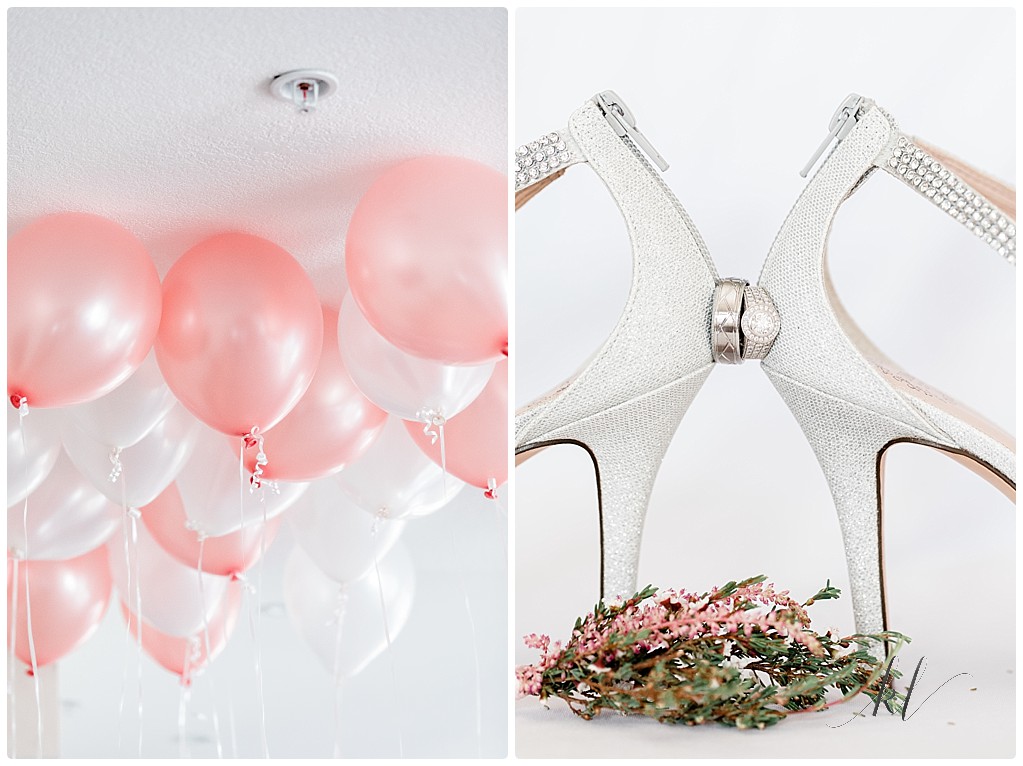 Wedding at Riverside Hotel NH. pictures of the details. (Shoes, rings, balloons.) 