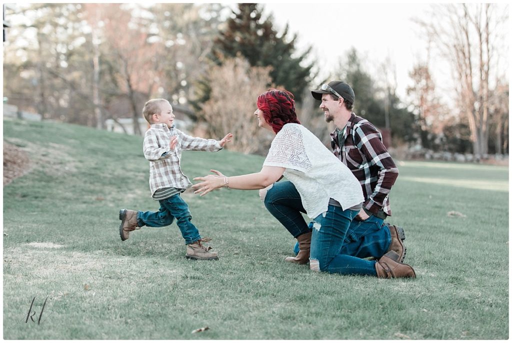 Fun Family Photos- little boy running to his parents