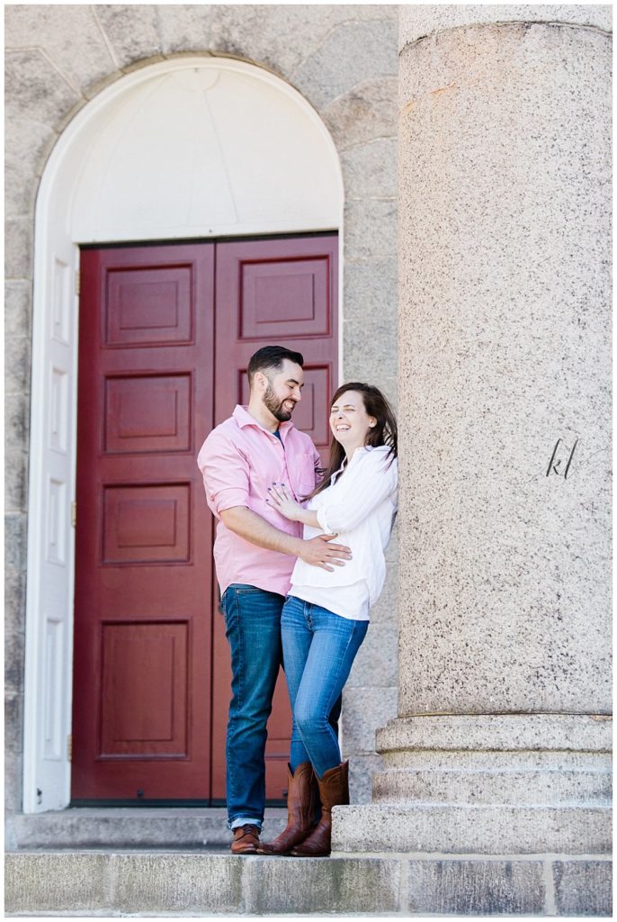 Unposed and Natural Engagement Photo of man and woman laughing