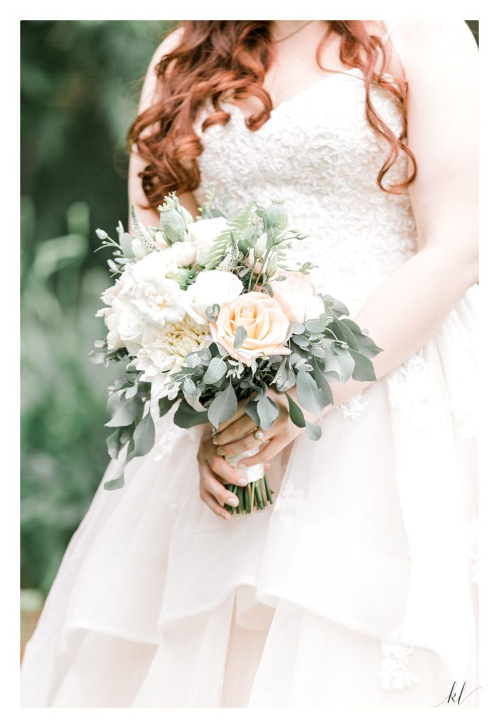 Light and Airy bridal bouquet detail shot by K. Lenox Photography. 
