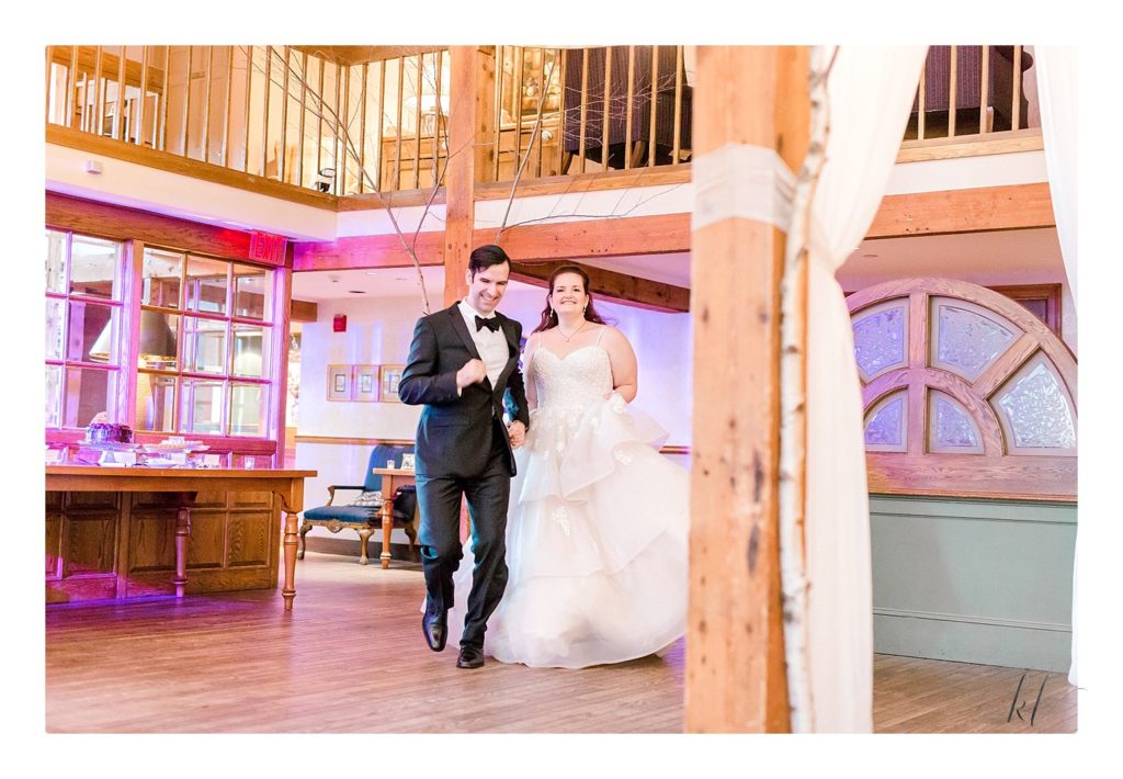 Bride and Groom are introduced into their Bedford Village Inn summer wedding reception