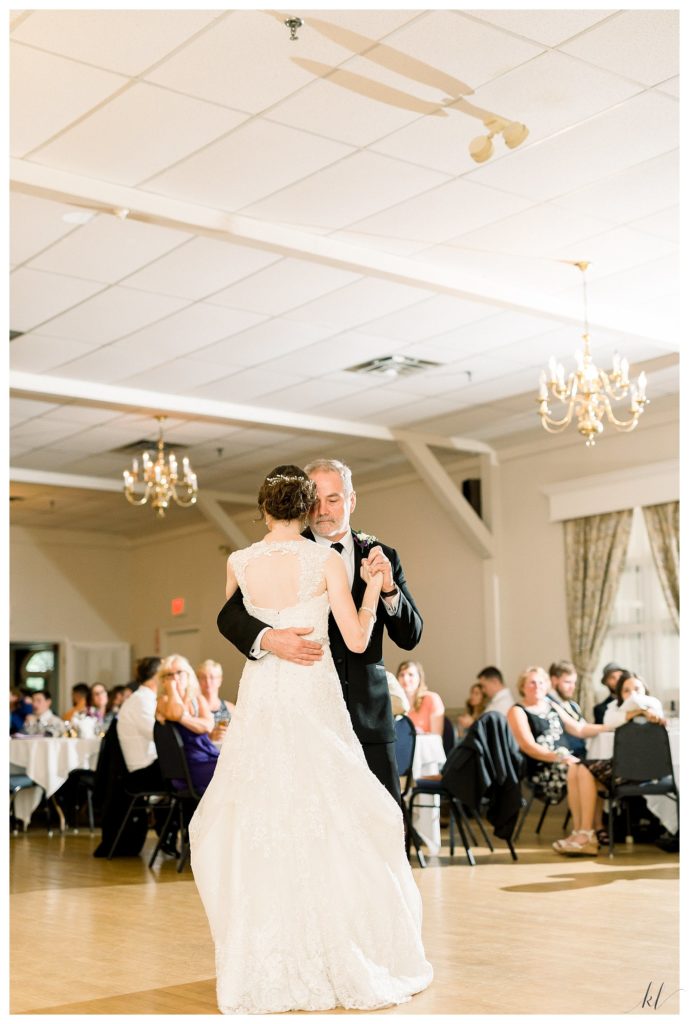 And emotional father and daughter dance at the Keene Country club during a summer wedding. 