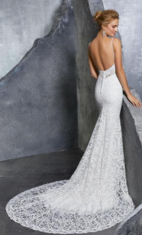 boho chic bridal dress - sheath wedding dress with lacy layer