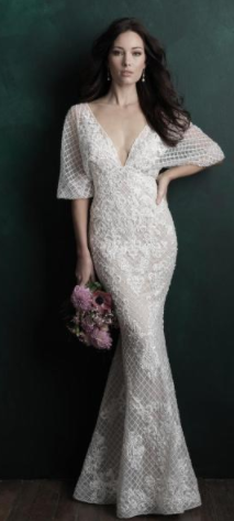 modernized boho chic wedding dress with Dolman Sleeves. 