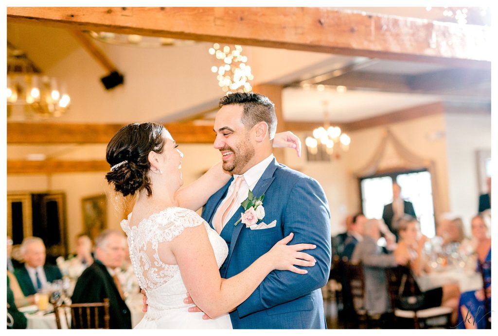 Bride and Groom share a first dance at the Bedford Village Inn. 