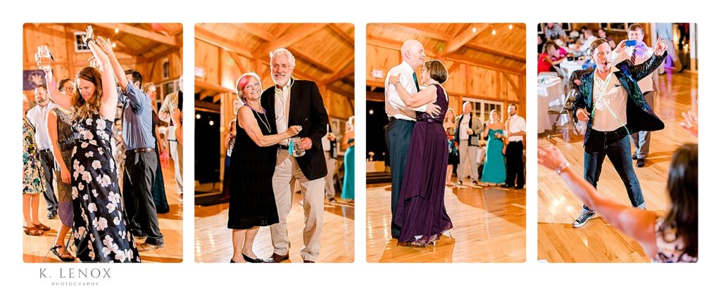 Various Wedding reception photos showing couples dancing at the William Lawrence Camp. 