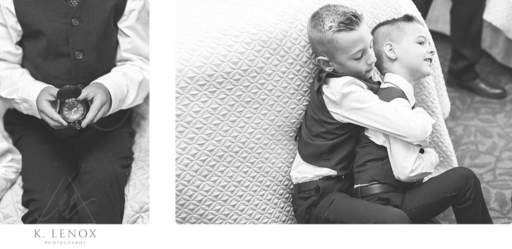 Black and White photos of two ring bearers 