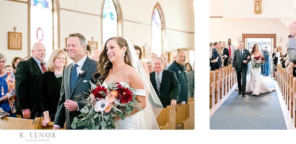 Father Walks his daughter down the aisle at St. Matthews Church in Whitefield NH. 
