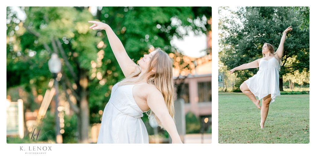 Candid photo of a girl dancing in the park.   Ballet. 