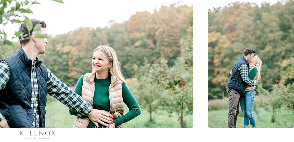 Light and Airy, candid photos of an engaged couple during their fall engagement session. 