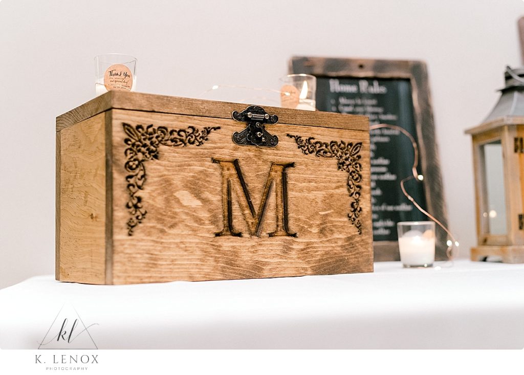 Customized Wooden box used as a decor at a Stonewall Farm. 