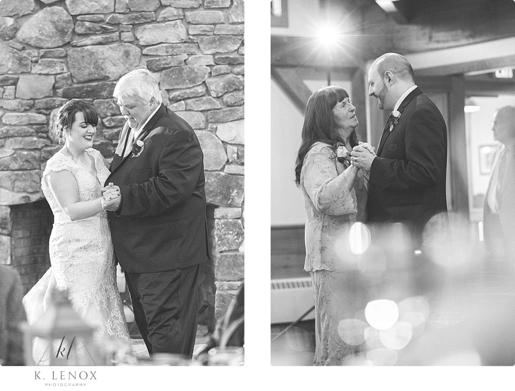 Bride and Groom dance with their parents at stonewall farm. 