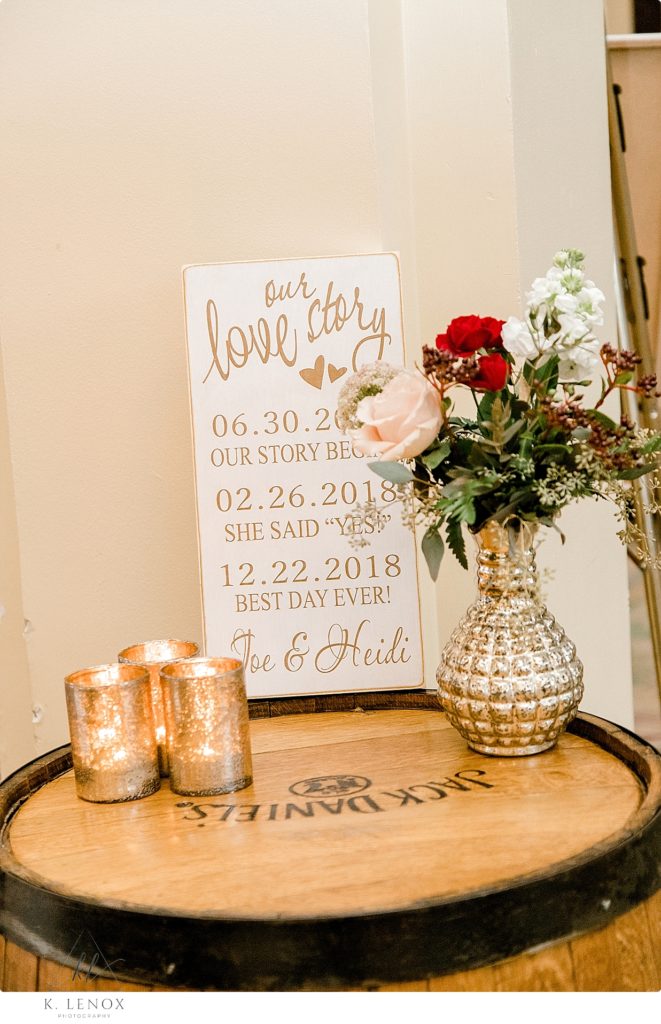 Wedding Decor Red and gold. White Sign with Gold writing. 