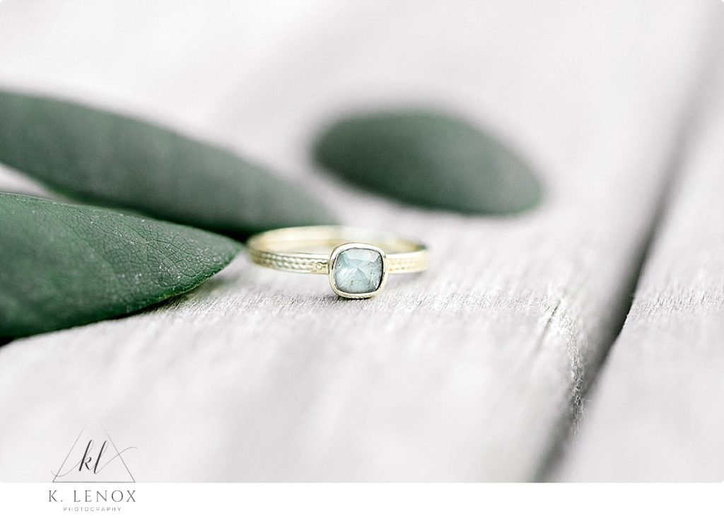 Light and Airy gold and aqua marine engagement ring. 