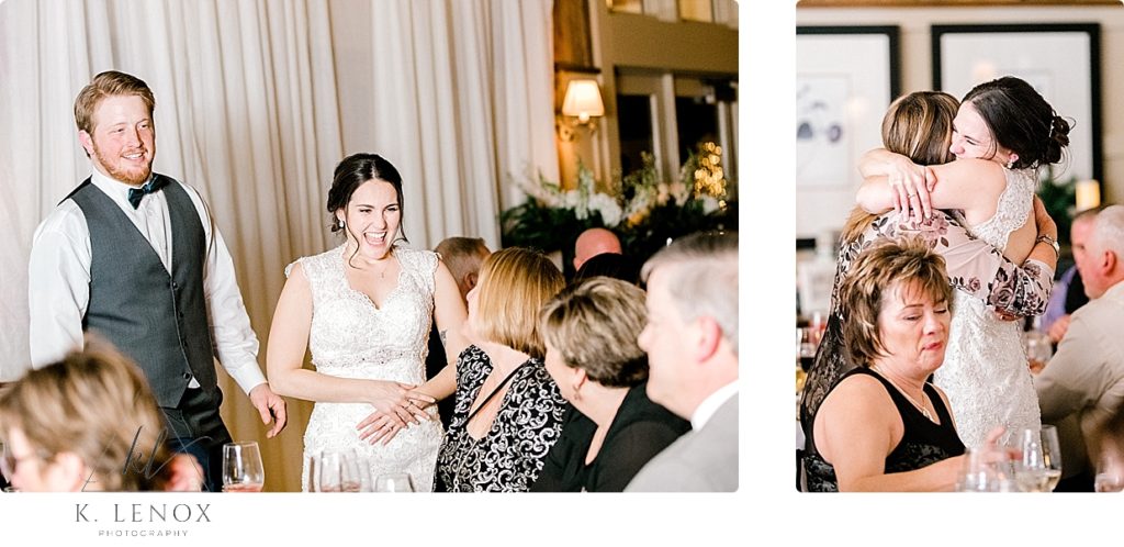 Candid reception pictures for a winter wedding at the Barn at Gibbet Hill. 