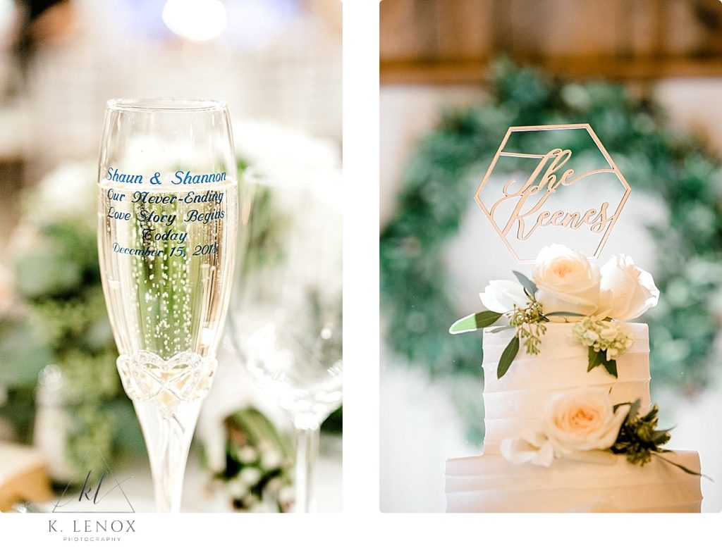 Light and Airy wedding day photography by K. Lenox Photography- custom champaign glass and cake topper. 
