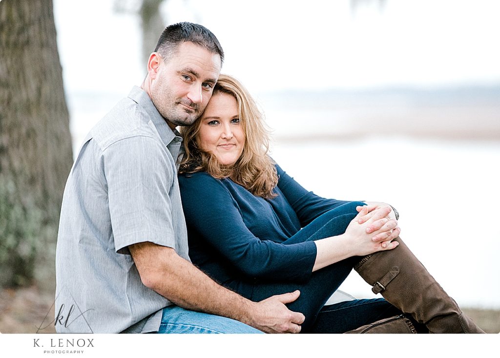 Posed, light and airy photograph of a man and woman at Kate Gleason Park in Beaufort SC. 