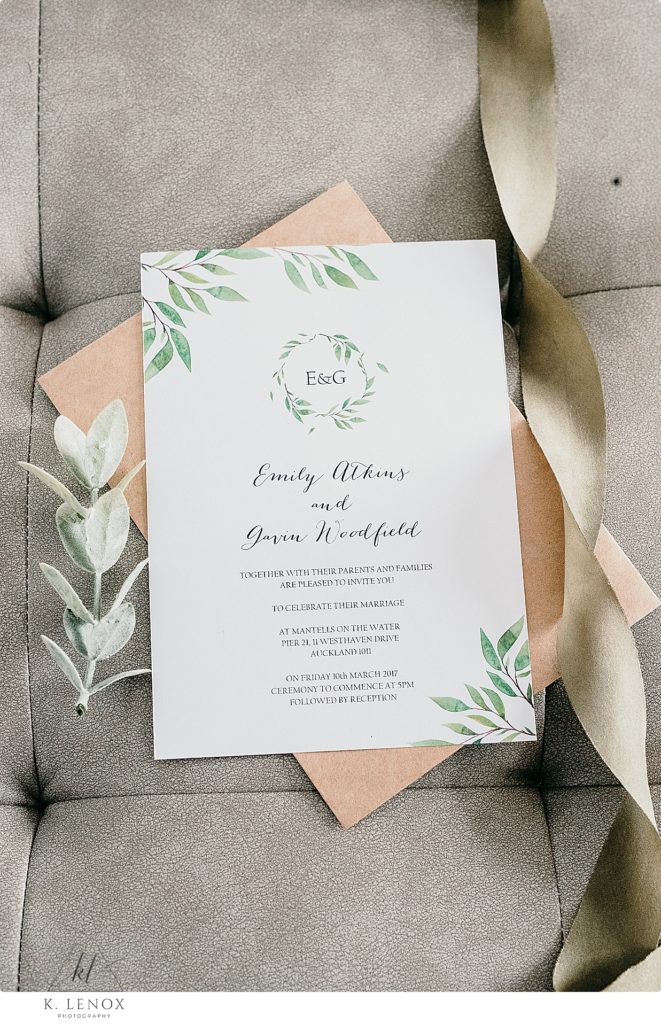 White Wedding Invitation with minimal Greenery design.  DIY printable Wedding Invitation. 