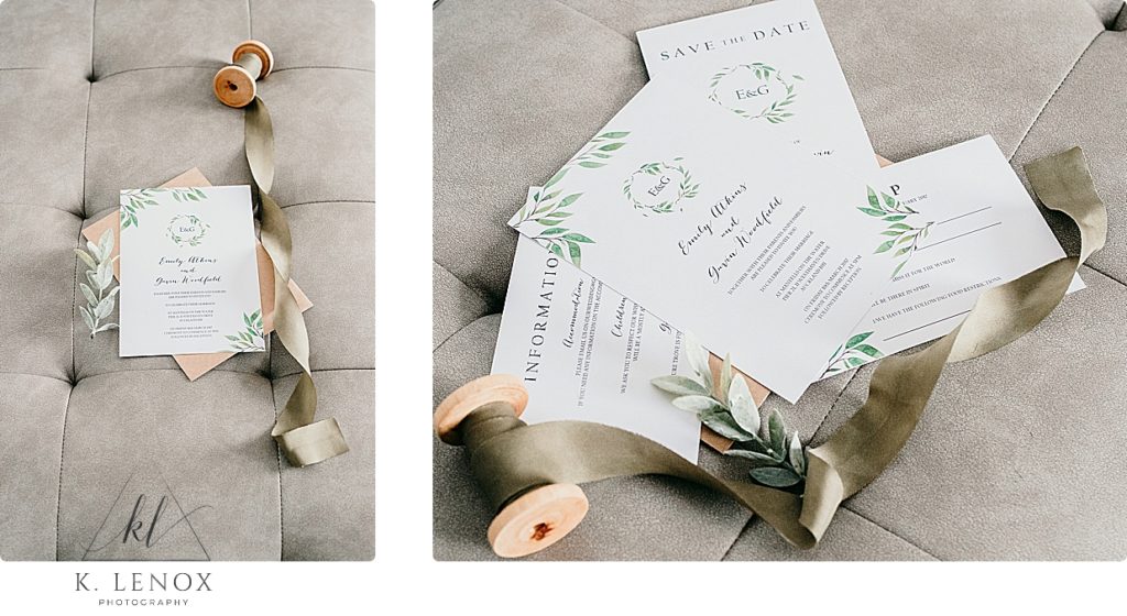 Printable Wedding Invitation ,  white with simple greenery. 