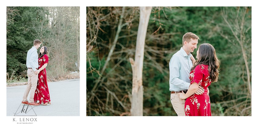 K. Lenox Photography captures a man and woman during their spring engagement session.  