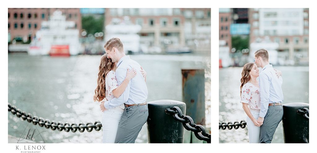 Light and Airy Engagement Session with K. Lenox Photography taken at the seaport in Boston. 