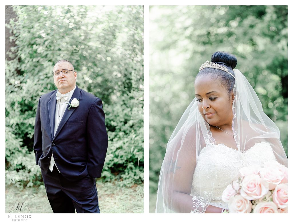 Head shots of Bride and groom.  light and airy photography.  