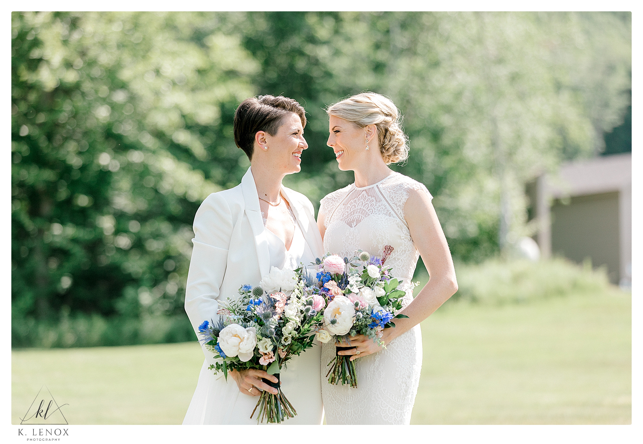 Two brides at their Summer wedding at Mount Sunapee
