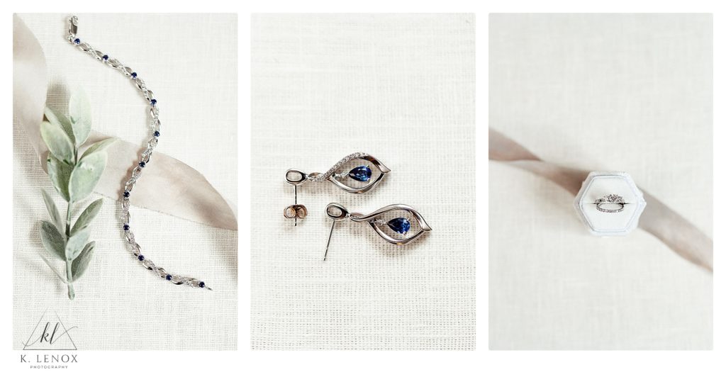 White gold and Sapphire bracelet and earrings.  