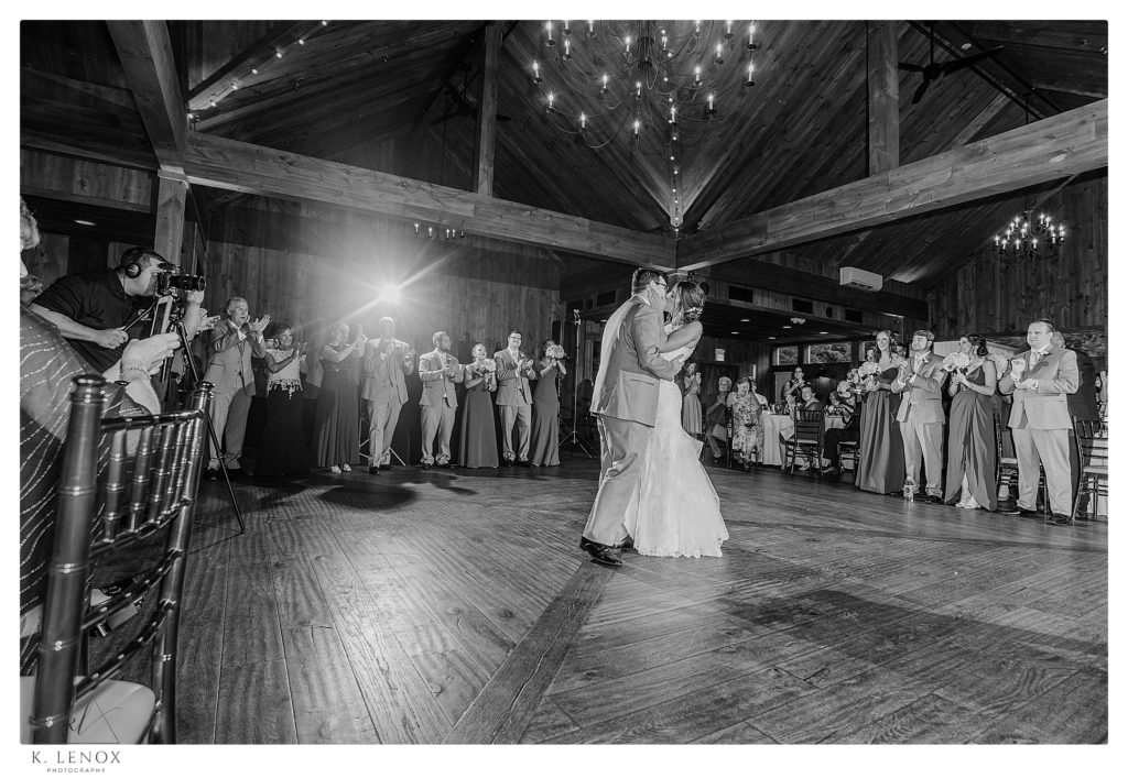 Bride and Groom Dance during their Summer Wedding Reception at the Birch Wood Vineyard in Bedford NH.