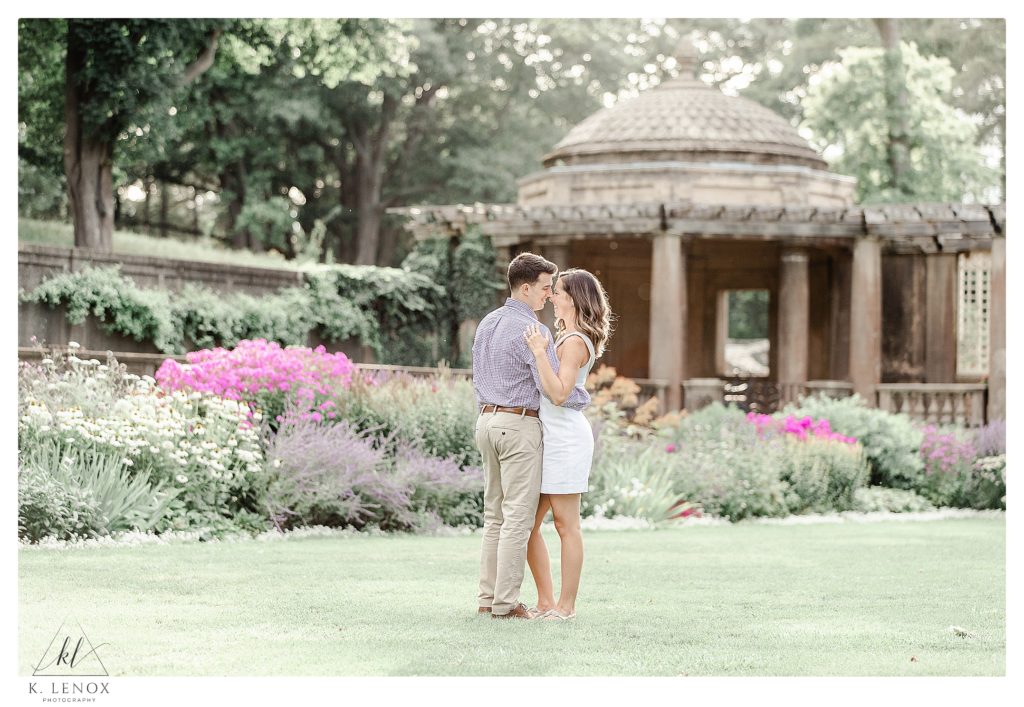 Light and Airy photo taken in the gardens at the Crane Estates during an engagement session.  