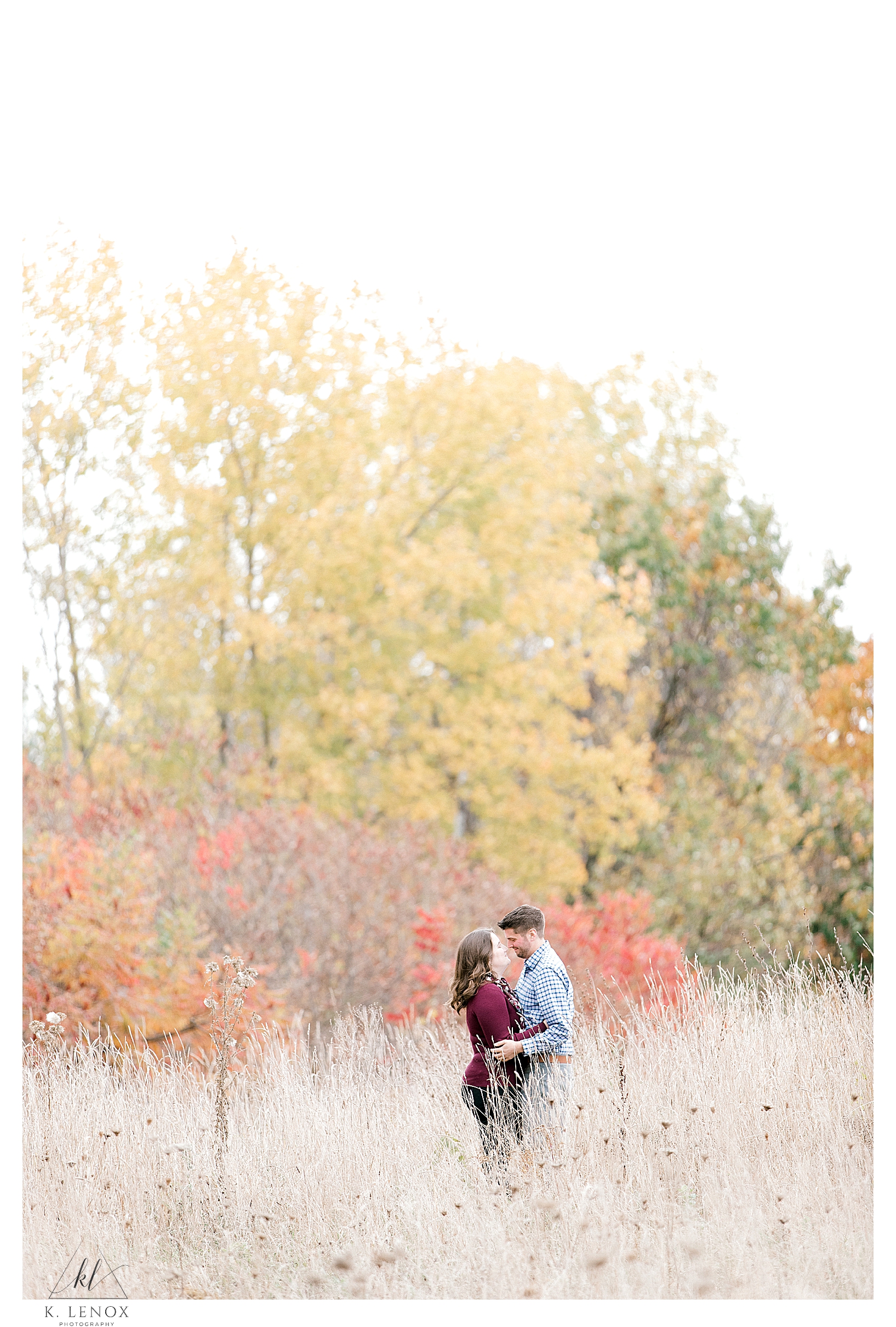 Fall Engagement Session in New England that shows a light and Airy backdrop. 