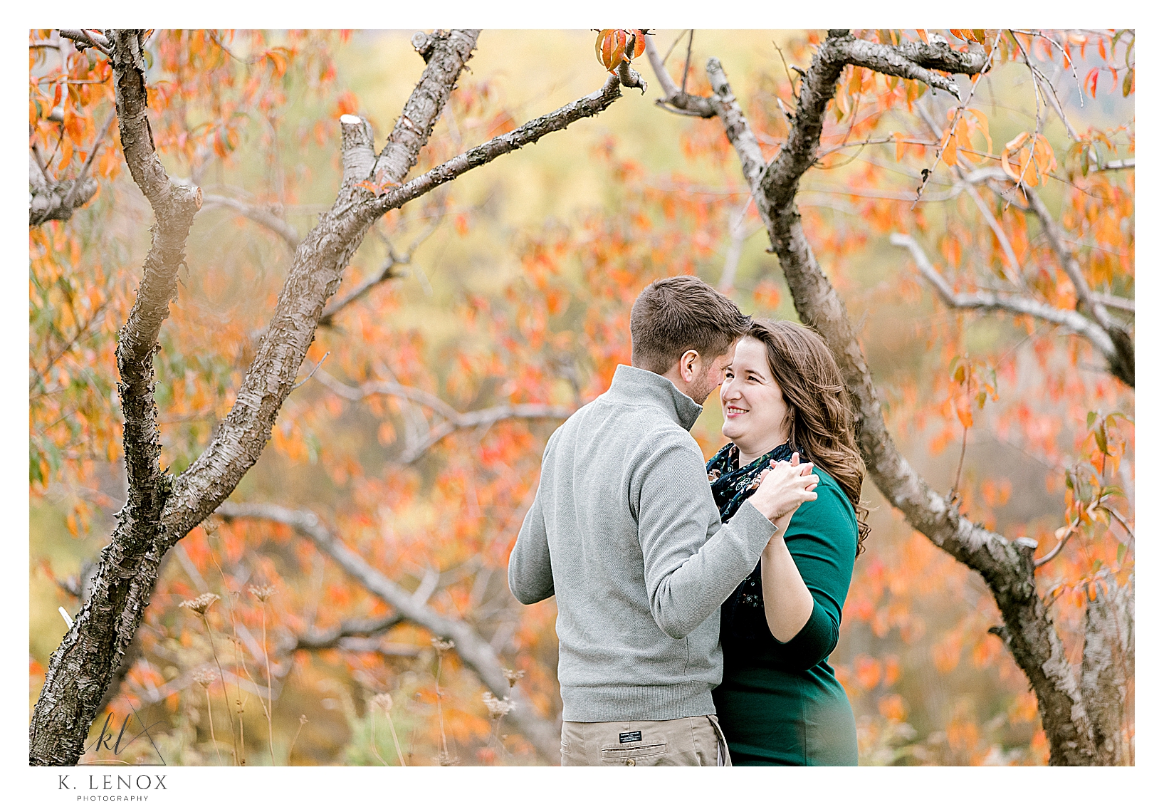 Fall Engagement Session in the Orchard • K. Lenox Photography