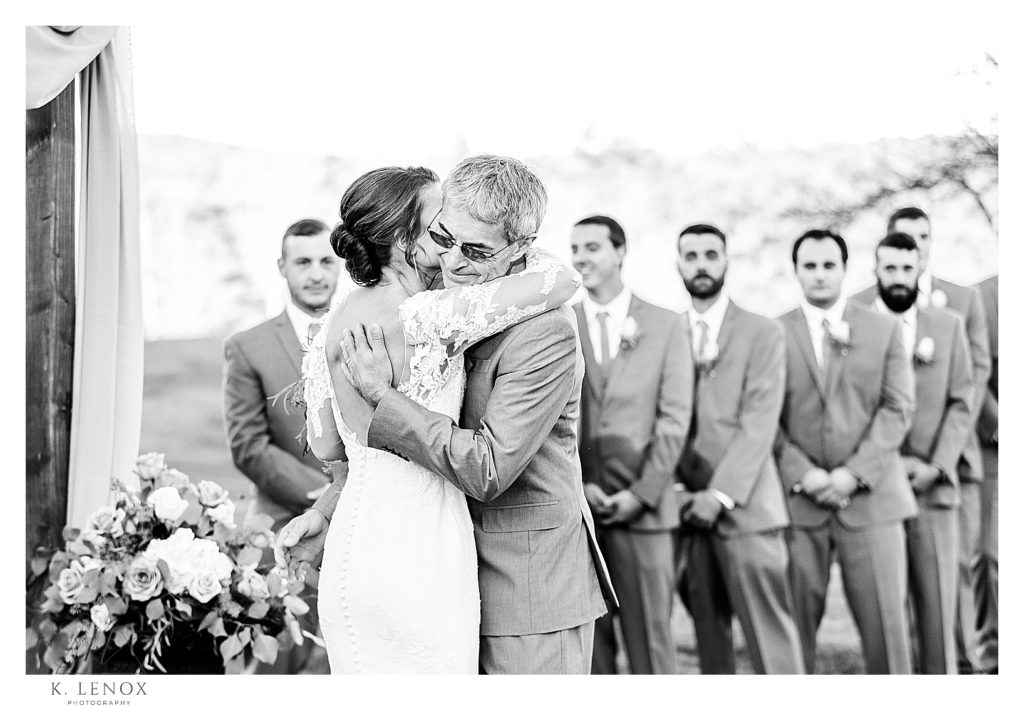 Wedding Ceremony for a Fall Wedding at the Grandview Estates- Black and White Photo