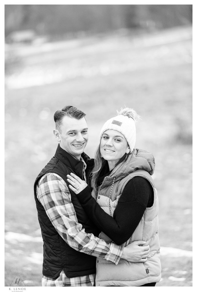 Black and White Engagement session photo taken by K. Lenox Photography