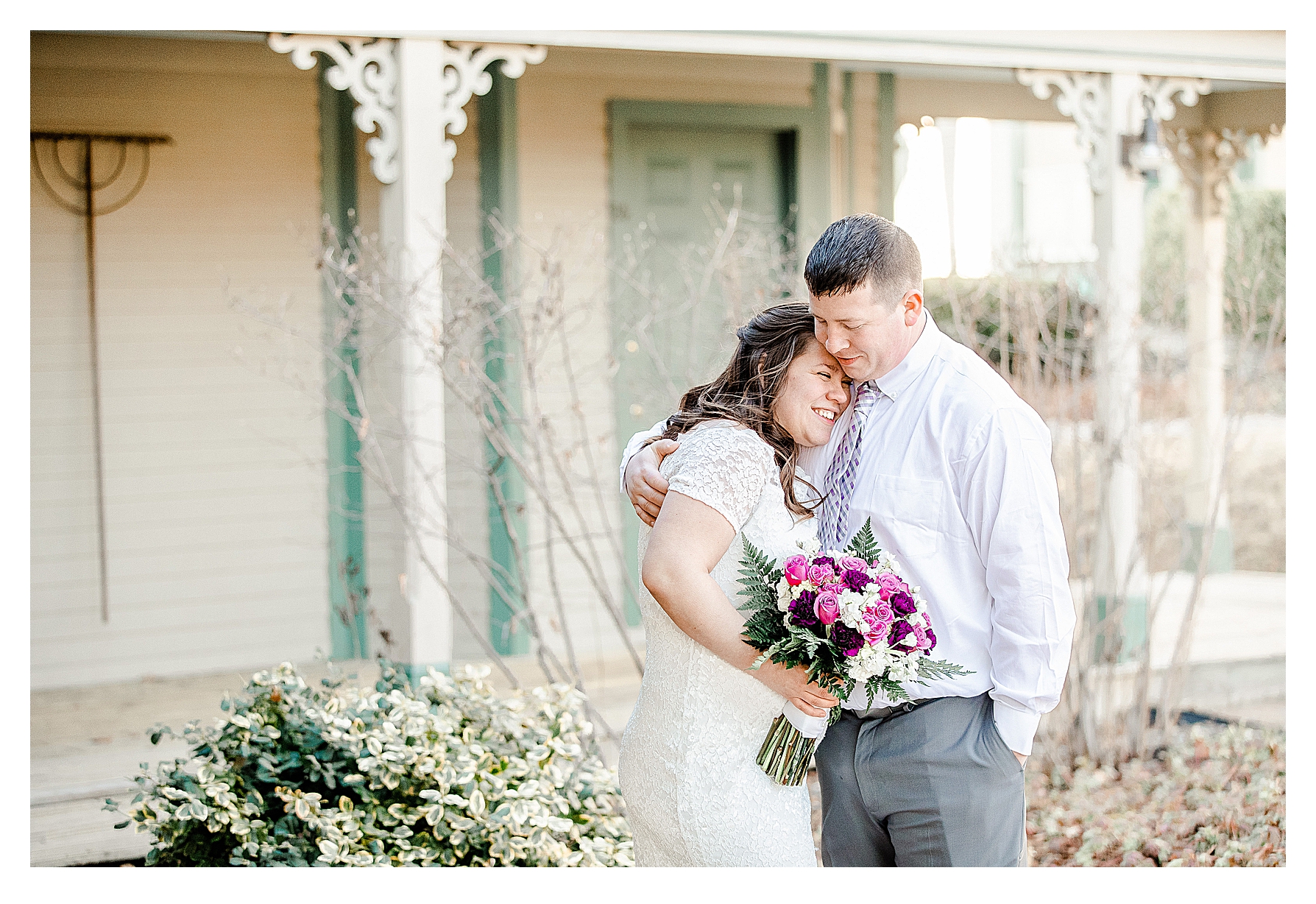 Bride and Groom hug at the Chesterfield Inn during their Covid-19 Elopement
