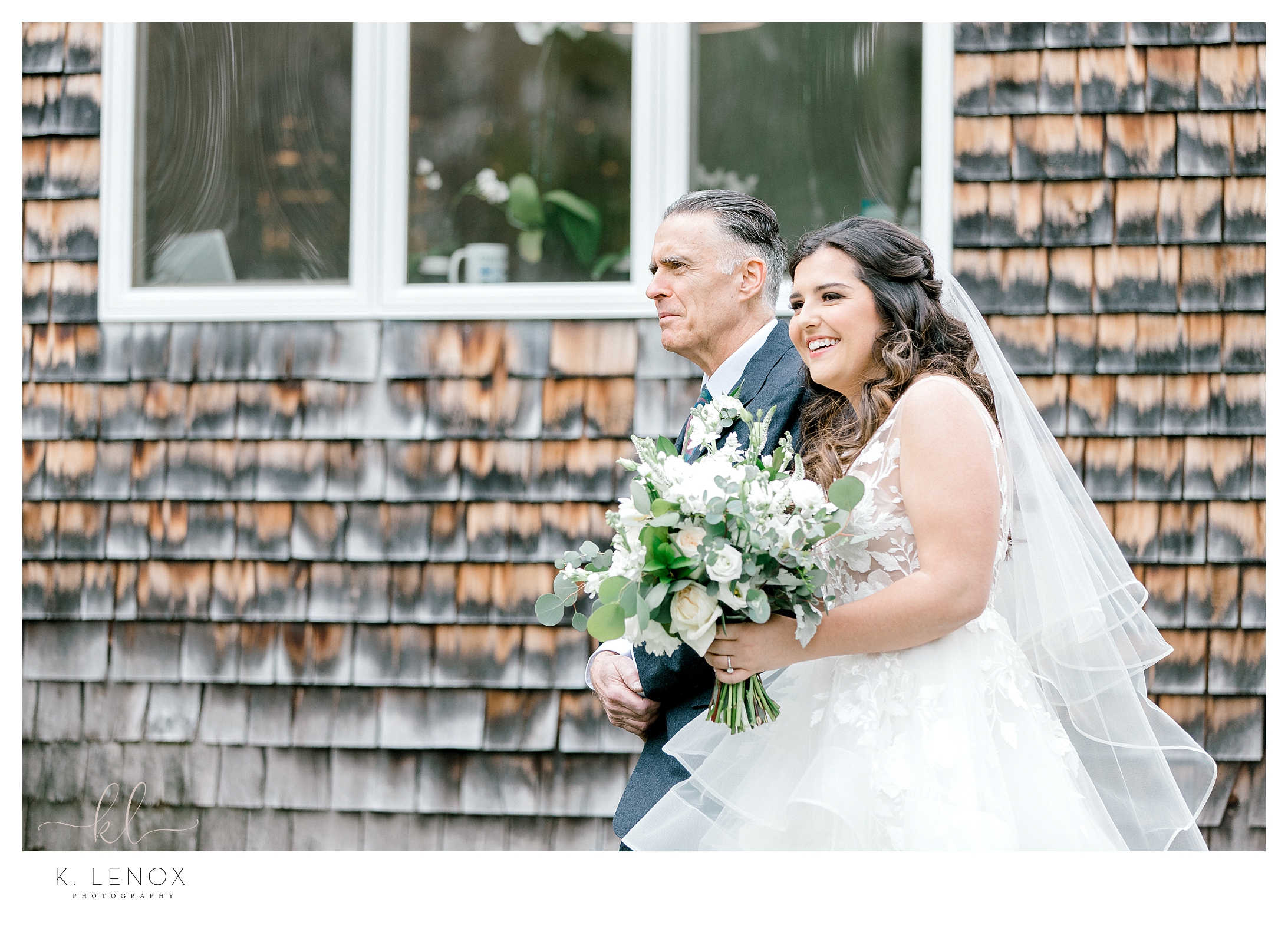 Beautiful Backyard Micro Wedding - Father Walking Bride down the aisle. 