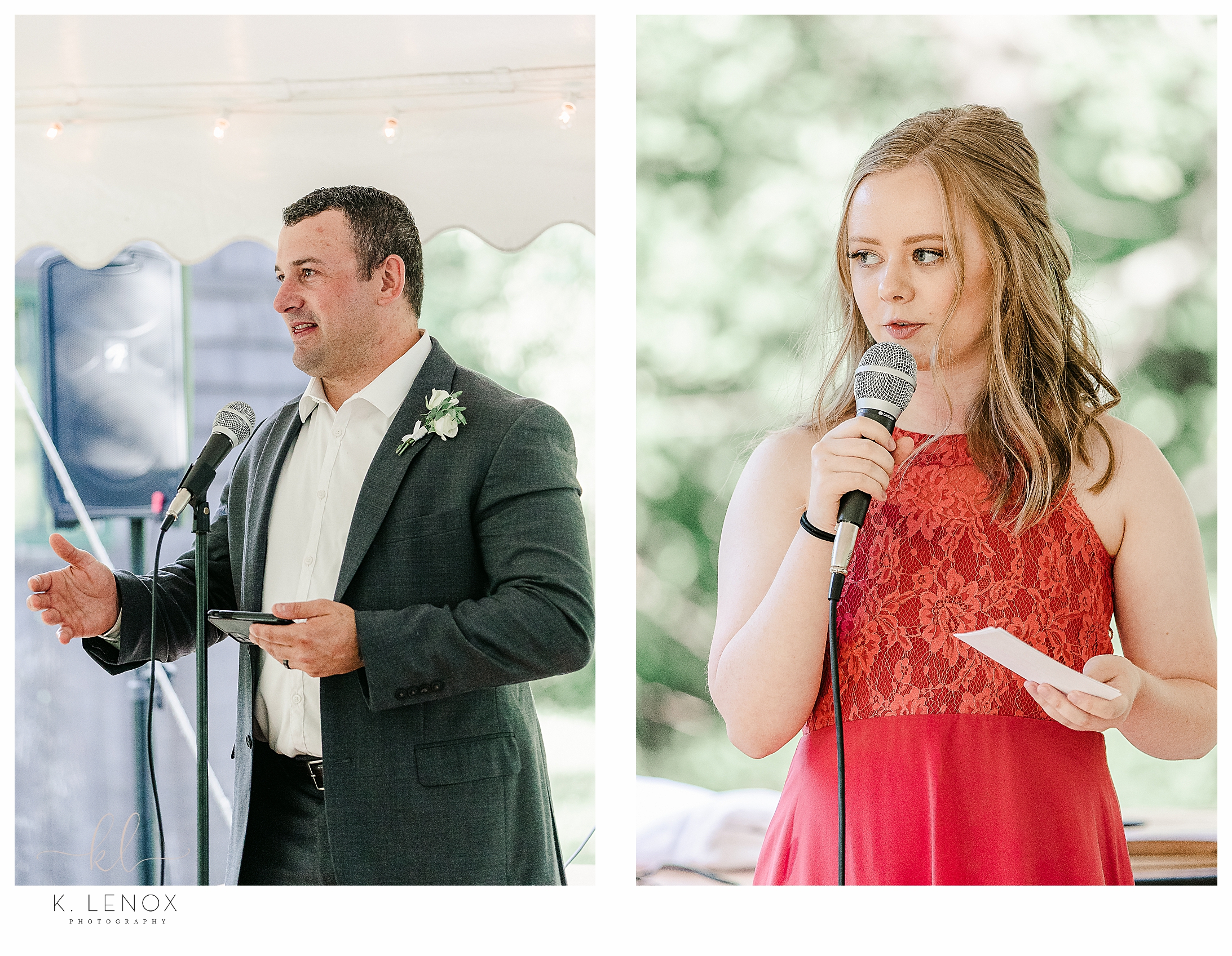 Intimate Wedding Celebration in Keene- The best man and maid of honor give their toasts