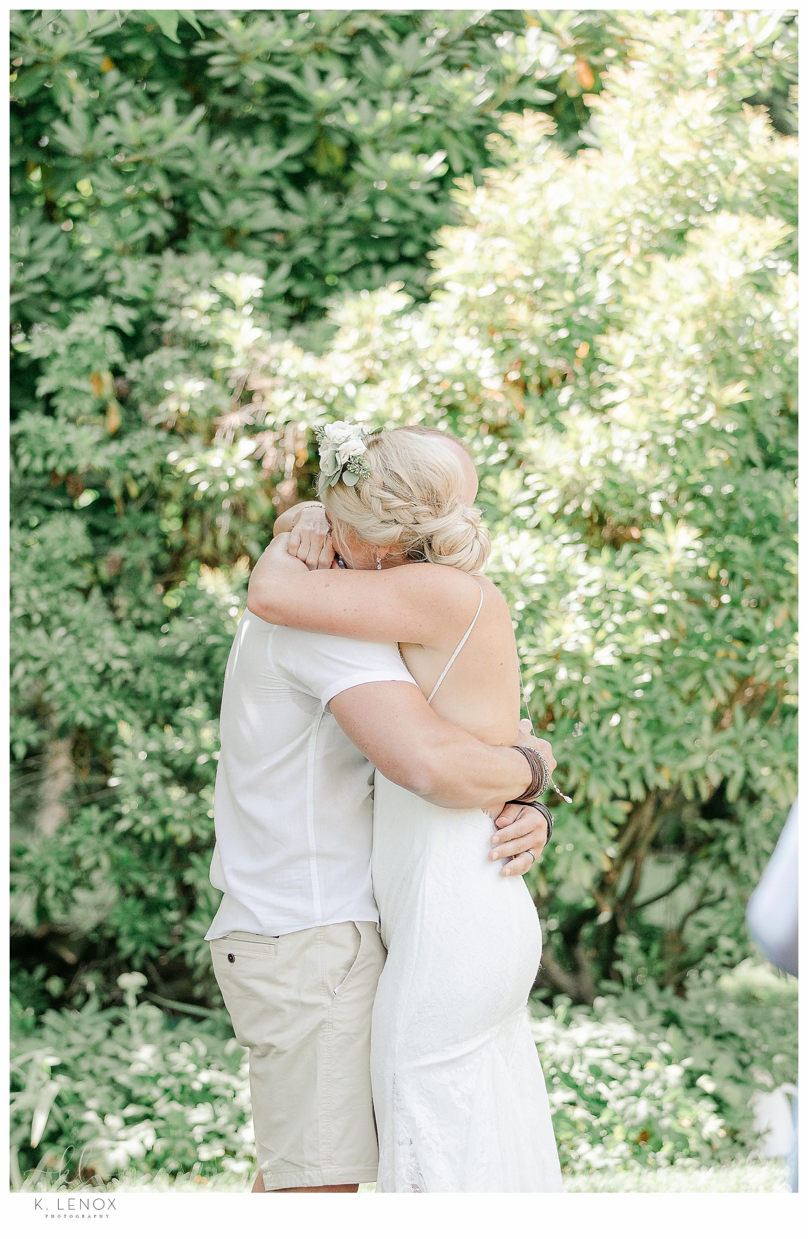 Light and Airy Micro Wedding at Moran Estates- Bride and groom hug
