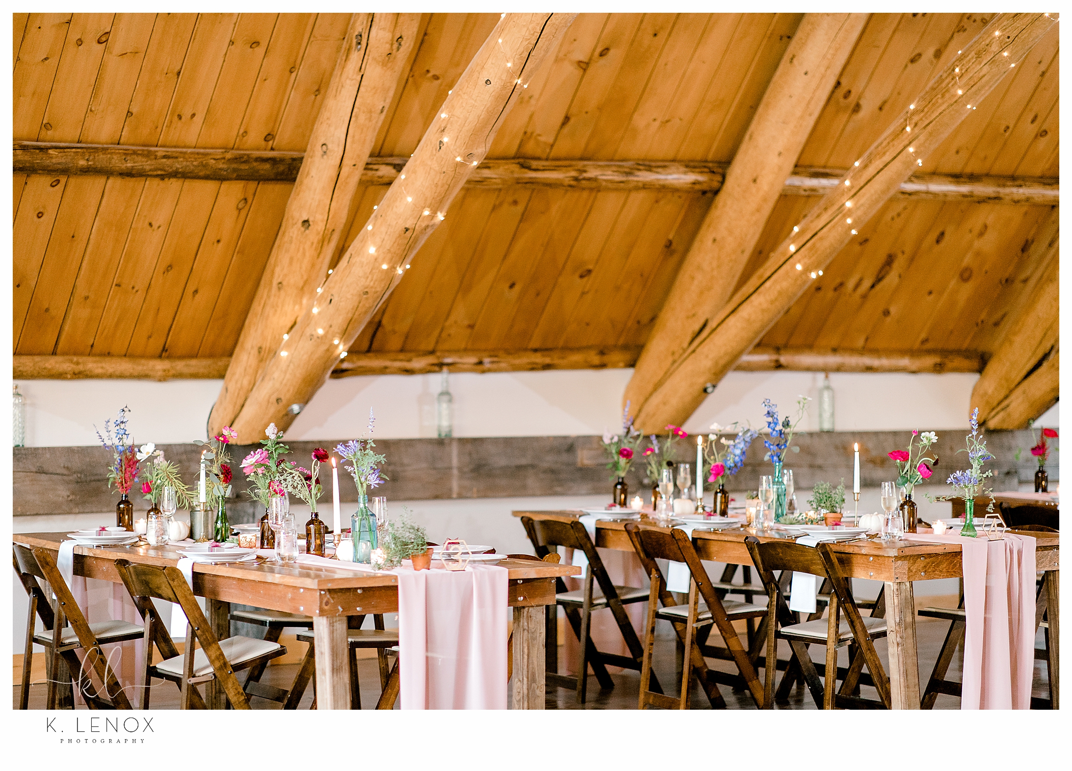 Wedding at Lake Falls Lodge- Barn table scape