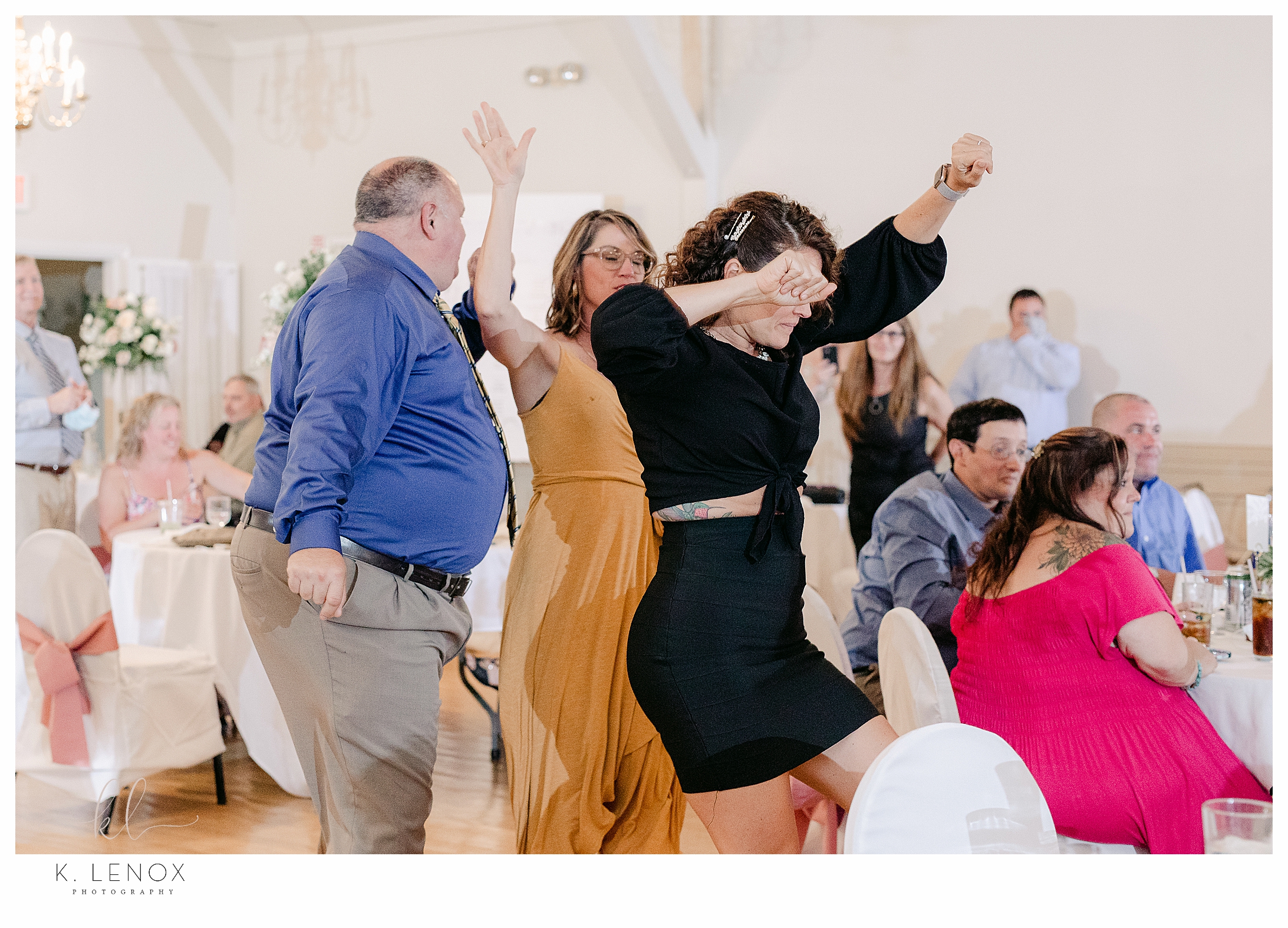 Wedding at the Keene Country Club- Reception guests dancing